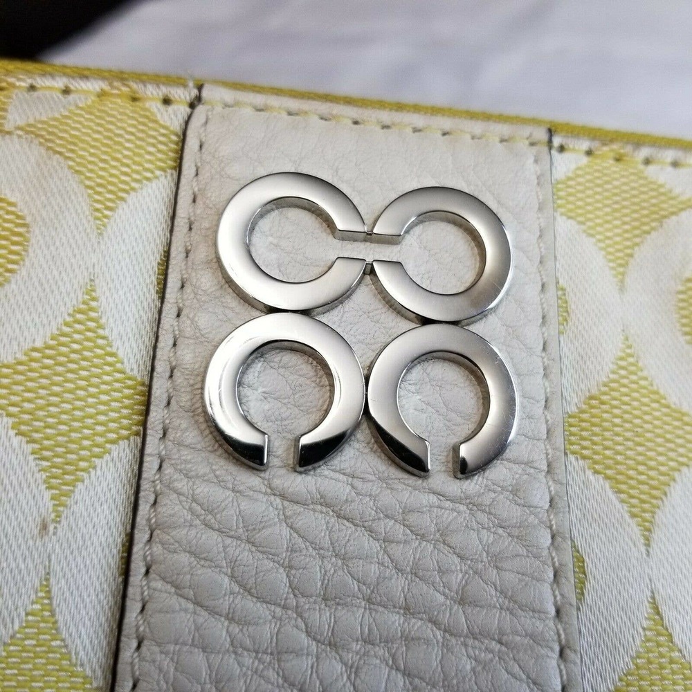Coach Wristlet Yellow C Fabric Leather Trim Strap - Picture 10 of 12